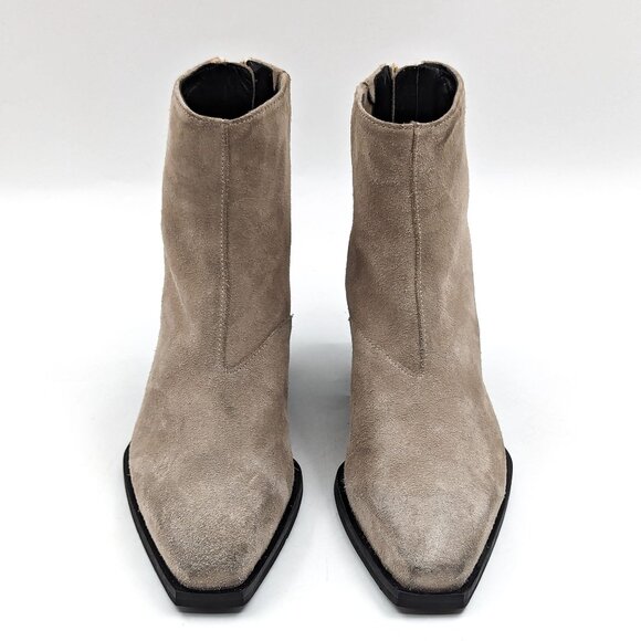 AllSaints Women Lenora Western Cowboy Grey Suede Zip Boots sz 7US EUR 37 - Picture 2 of 11